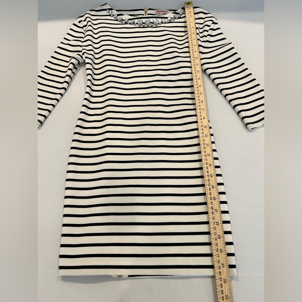 Juicy Couture Stripe Black & White Y2K Bling Dress Full Back Zipper XS - Picture 5 of 11